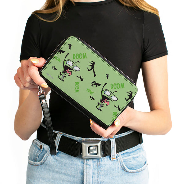Buckle-Down PU Zip Around Wallet Rectangle - Invader Zim GIR Screaming DOOM Pose Greens