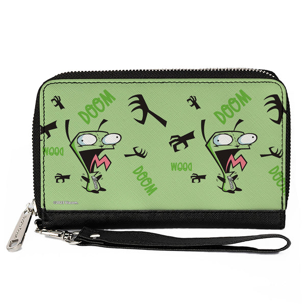 Buckle-Down PU Zip Around Wallet Rectangle - Invader Zim GIR Screaming DOOM Pose Greens