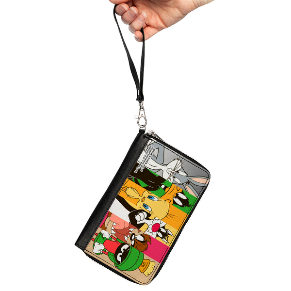 Buckle-Down PU Zip Around Wallet Rectangle - Looney Tunes 6-Classic Character Blocks Multi Color