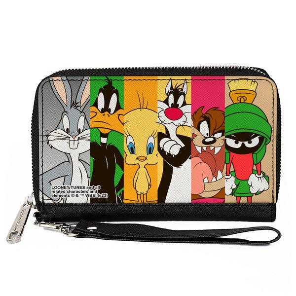 Buckle-Down PU Zip Around Wallet Rectangle - Looney Tunes 6-Classic Character Blocks Multi Color