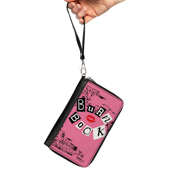 Buckle-Down PU Zip Around Wallet Rectangle - Mean Girls BURN BOOK Cover Doodles Pink
