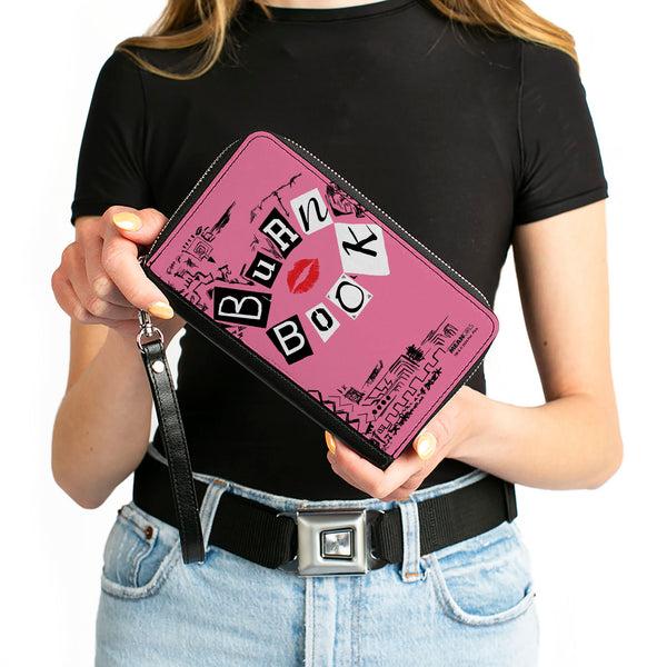 Buckle-Down PU Zip Around Wallet Rectangle - Mean Girls BURN BOOK Cover Doodles Pink