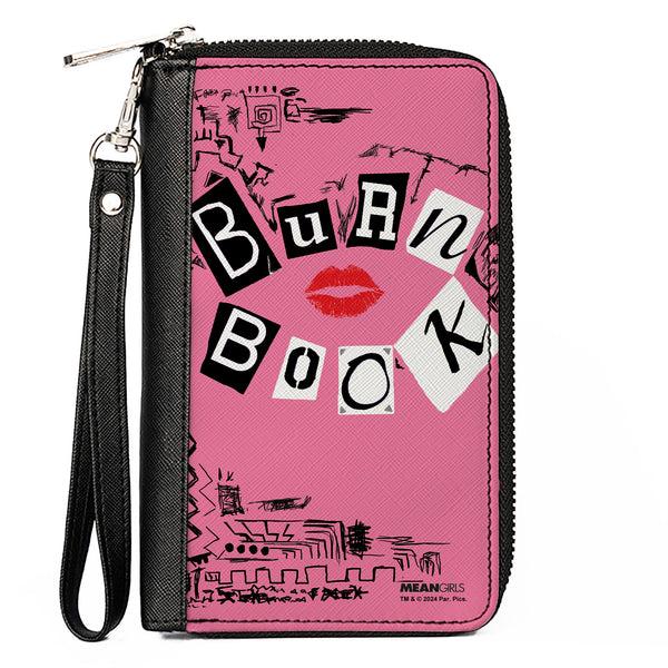 Buckle-Down PU Zip Around Wallet Rectangle - Mean Girls BURN BOOK Cover Doodles Pink