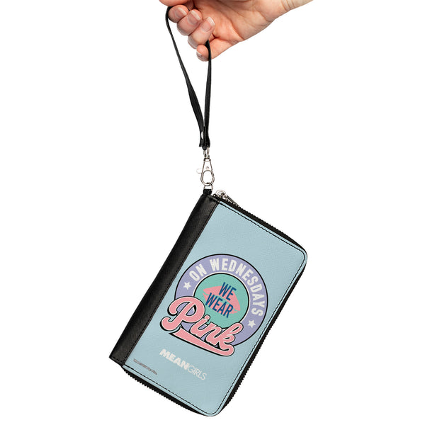 Buckle-Down PU Zip Around Wallet Rectangle - Mean Girls ON WEDNESDAYS WE WEAR PINK Icon Blues/Pinks