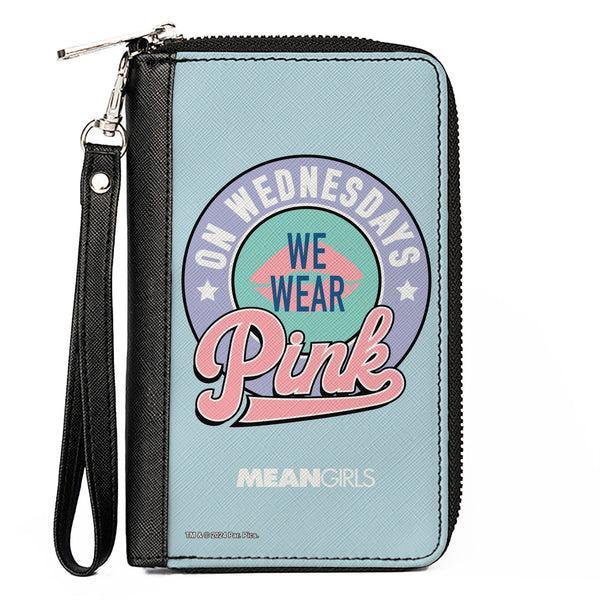 Buckle-Down PU Zip Around Wallet Rectangle - Mean Girls ON WEDNESDAYS WE WEAR PINK Icon Blues/Pinks