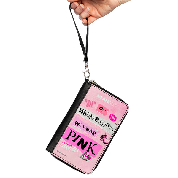 Buckle-Down PU Zip Around Wallet Rectangle - MEAN GIRLS Plastics Quotes Collage Pinks