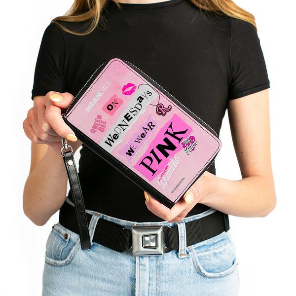 Buckle-Down PU Zip Around Wallet Rectangle - MEAN GIRLS Plastics Quotes Collage Pinks