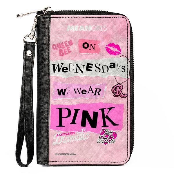 Buckle-Down PU Zip Around Wallet Rectangle - MEAN GIRLS Plastics Quotes Collage Pinks