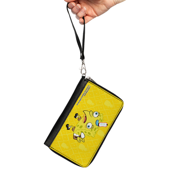 Buckle-Down PU Zip Around Wallet Rectangle - Mocking SpongeBob Pose Pineapple Yellows