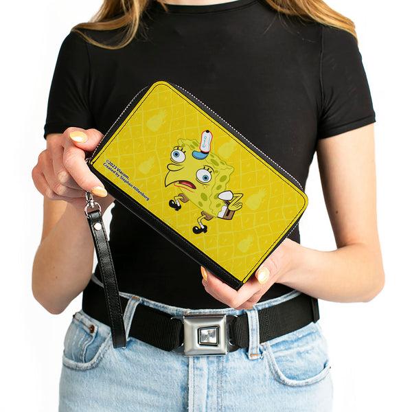Buckle-Down PU Zip Around Wallet Rectangle - Mocking SpongeBob Pose Pineapple Yellows