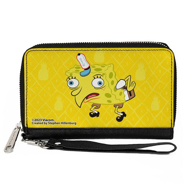 Buckle-Down PU Zip Around Wallet Rectangle - Mocking SpongeBob Pose Pineapple Yellows