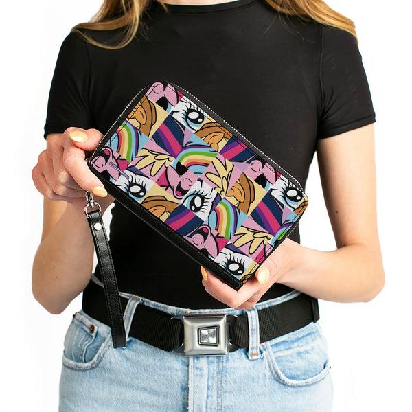 Buckle-Down PU Zip Around Wallet Rectangle - My Little Pony Friendship Is Magic Close-Up Blocks Collage