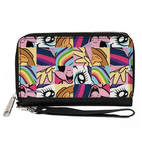 Buckle-Down PU Zip Around Wallet Rectangle - My Little Pony Friendship is Magic Close-Up Blocks Collage
