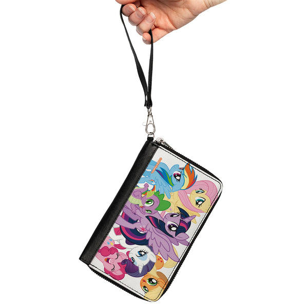 Buckle-Down PU Zip Around Wallet Rectangle - My Little Pony Mane Six And Spike Group Pose White