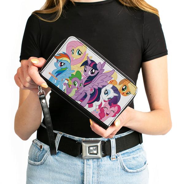Buckle-Down PU Zip Around Wallet Rectangle - My Little Pony Mane Six And Spike Group Pose White