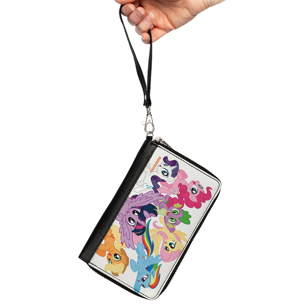 Buckle-Down PU Zip Around Wallet Rectangle - My Little Pony Mane Six And Spike Action Poses Group White