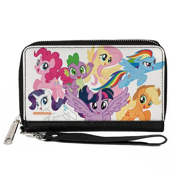 Buckle-Down PU Zip Around Wallet Rectangle - My Little Pony Mane Six and Spike Action Poses Group White