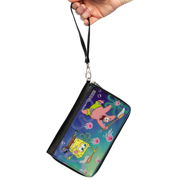 Buckle-Down PU Zip Around Wallet Rectangle - Patrick Star & SpongeBob SquarePants Jellyfishing Catch Pose