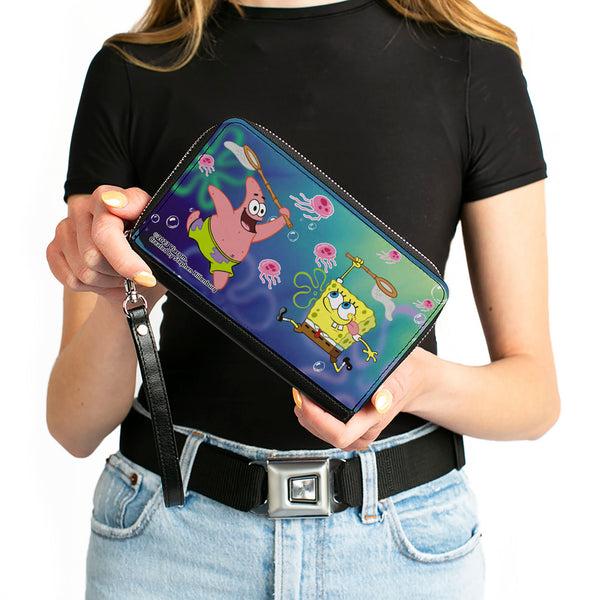 Buckle-Down PU Zip Around Wallet Rectangle - Patrick Star & SpongeBob SquarePants Jellyfishing Catch Pose