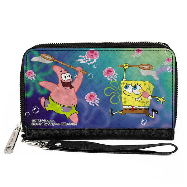 Buckle-Down PU Zip Around Wallet Rectangle - Patrick Star & SpongeBob SquarePants Jellyfishing Catch Pose