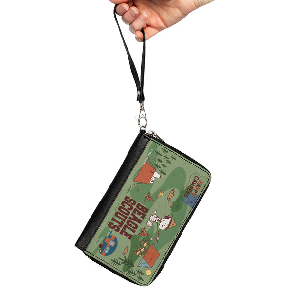 Buckle-Down PU Zip Around Wallet Rectangle - Peanuts HAPPY CAMPER BEAGLE SCOUTS Scenes