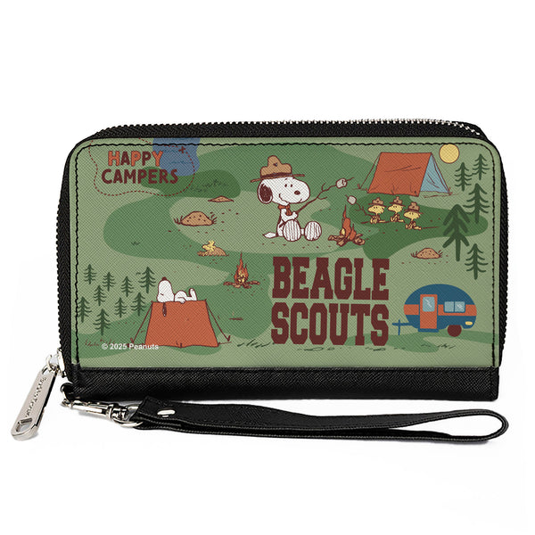 Buckle-Down PU Zip Around Wallet Rectangle - Peanuts HAPPY CAMPER BEAGLE SCOUTS Scenes