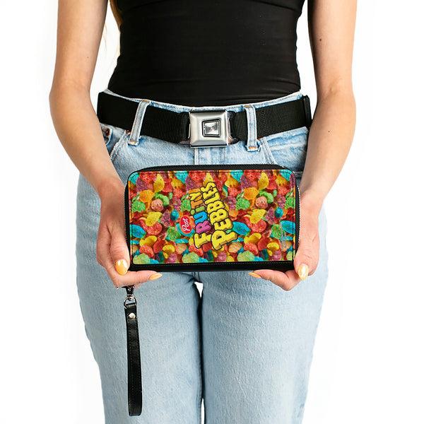 Buckle-Down PU Zip Around Wallet Rectangle - POST FRUITY PEBBLES Logo And Vivid Cereal Multi Color