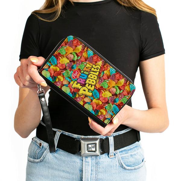 Buckle-Down PU Zip Around Wallet Rectangle - POST FRUITY PEBBLES Logo And Vivid Cereal Multi Color