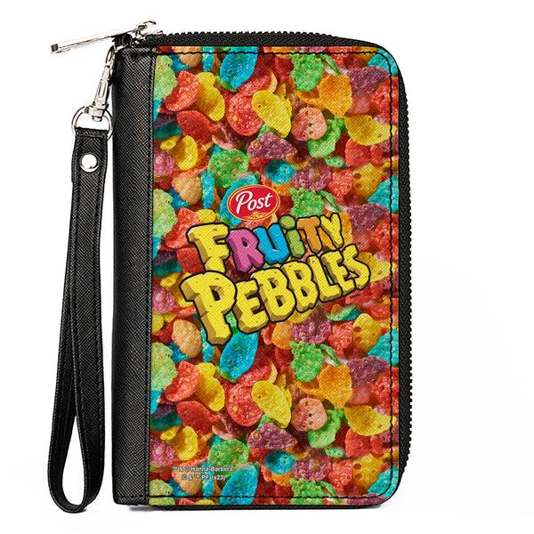 Buckle-Down PU Zip Around Wallet Rectangle - POST FRUITY PEBBLES Logo and Vivid Cereal Multi Color