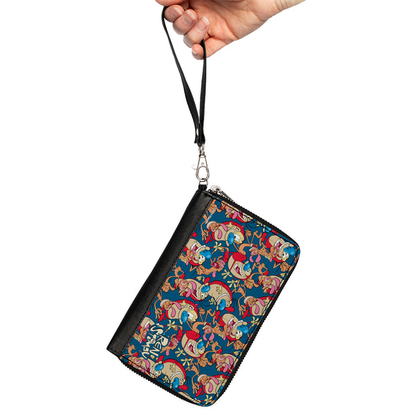 Buckle-Down PU Zip Around Wallet Rectangle - REN AND STIMPY Multi-Pose Collage Blue