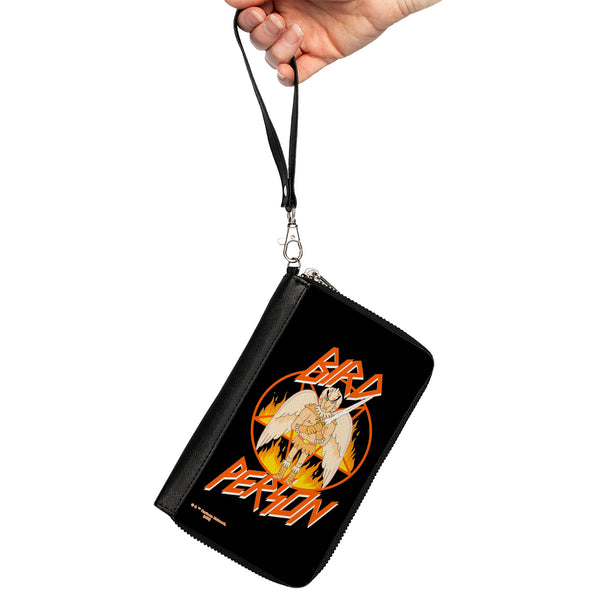 Buckle-Down PU Zip Around Wallet Rectangle - Rick And Morty BIRD PERSON Pentagram Fire Pose Black/Red