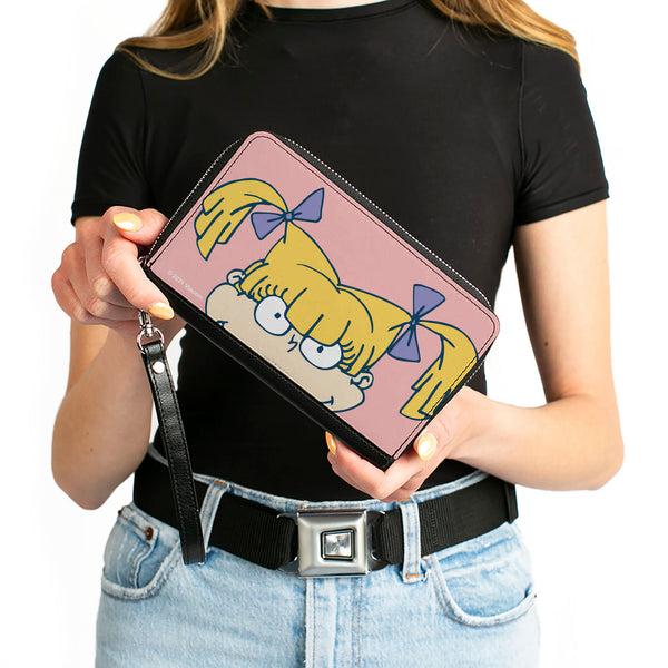 Buckle-Down PU Zip Around Wallet Rectangle - Rugrats Angelica Face CLOSE-UP Pink