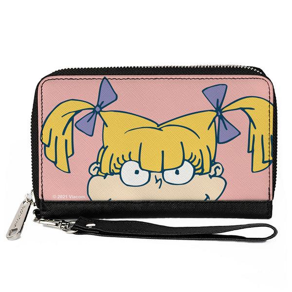 Buckle-Down PU Zip Around Wallet Rectangle - Rugrats Angelica Face CLOSE-UP Pink