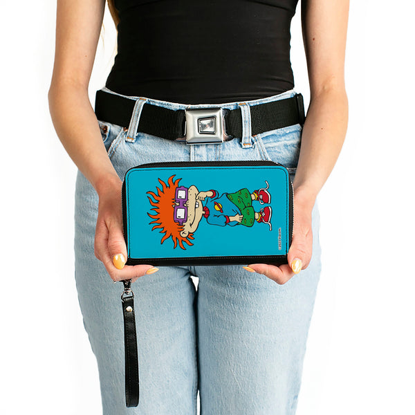 Buckle-Down PU Zip Around Wallet Rectangle - Rugrats Chuckie Pose Blue