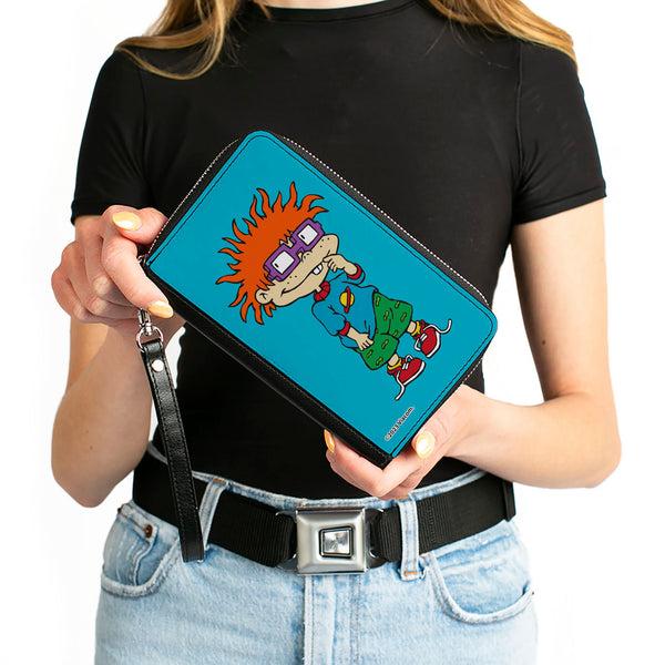 Buckle-Down PU Zip Around Wallet Rectangle - Rugrats Chuckie Pose Blue