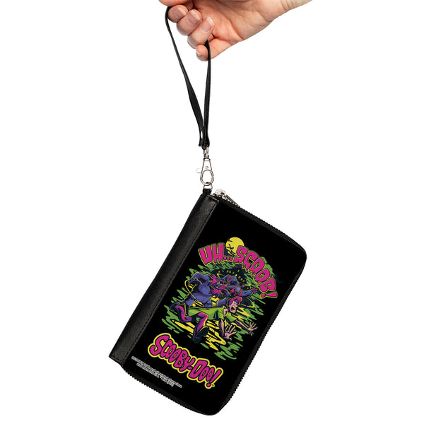 Buckle-Down PU Zip Around Wallet Rectangle - Scooby-Doo Monsters Chasing Shaggy UH SCOOB Pose Black/Multi Color