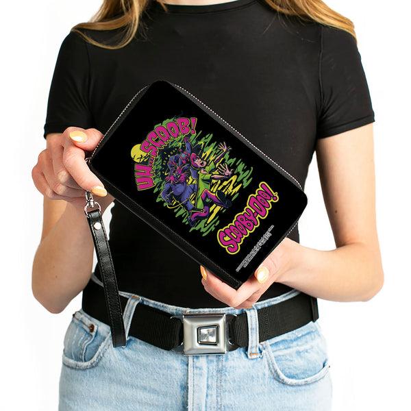 Buckle-Down PU Zip Around Wallet Rectangle - Scooby-Doo Monsters Chasing Shaggy UH SCOOB Pose Black/Multi Color