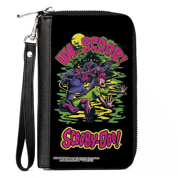 Buckle-Down PU Zip Around Wallet Rectangle - Scooby-Doo Monsters Chasing Shaggy UH SCOOB Pose Black/Multi Color