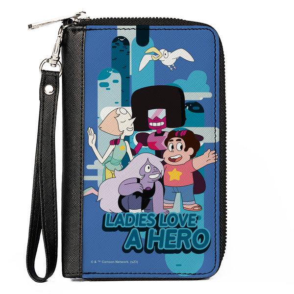 Buckle-Down PU Zip Around Wallet Rectangle - Steven Universe LADIES LOVE A HERO Group Pose Blues