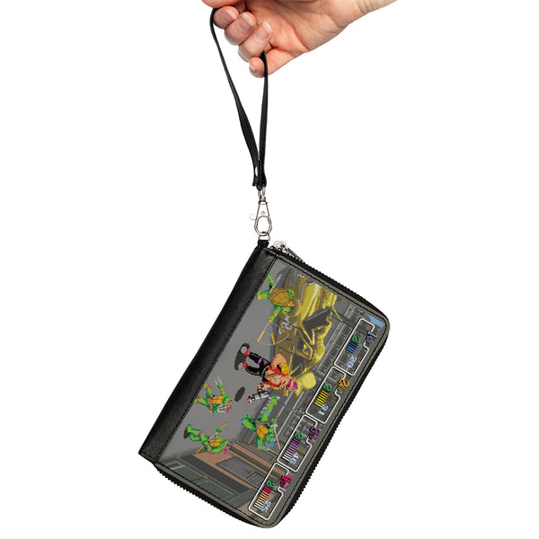 Buckle-Down PU Zip Around Wallet Rectangle - Teenage Mutant Ninja Turtles And Bebop Arcade Battle Scene