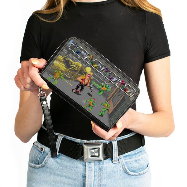 Buckle-Down PU Zip Around Wallet Rectangle - Teenage Mutant Ninja Turtles And Bebop Arcade Battle Scene