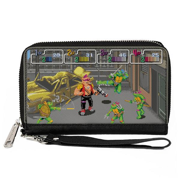 Buckle-Down PU Zip Around Wallet Rectangle - Teenage Mutant Ninja Turtles and Bebop Arcade Battle Scene