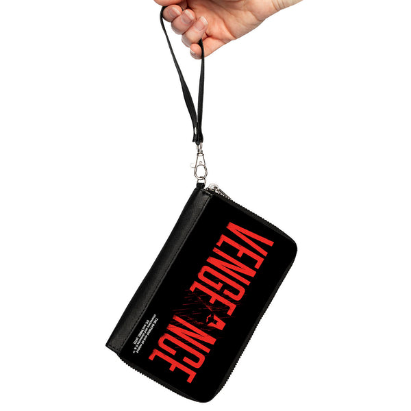 Buckle-Down PU Zip Around Wallet Rectangle - The Batman Movie VENGEANCE Silhouette Black Red