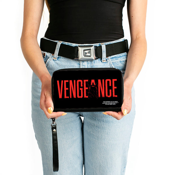 Buckle-Down PU Zip Around Wallet Rectangle - The Batman Movie VENGEANCE Silhouette Black Red