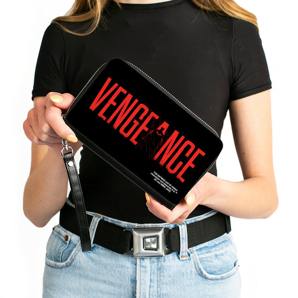 Buckle-Down PU Zip Around Wallet Rectangle - The Batman Movie VENGEANCE Silhouette Black Red