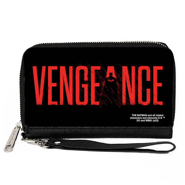 Buckle-Down PU Zip Around Wallet Rectangle - The Batman Movie VENGEANCE Silhouette Black Red