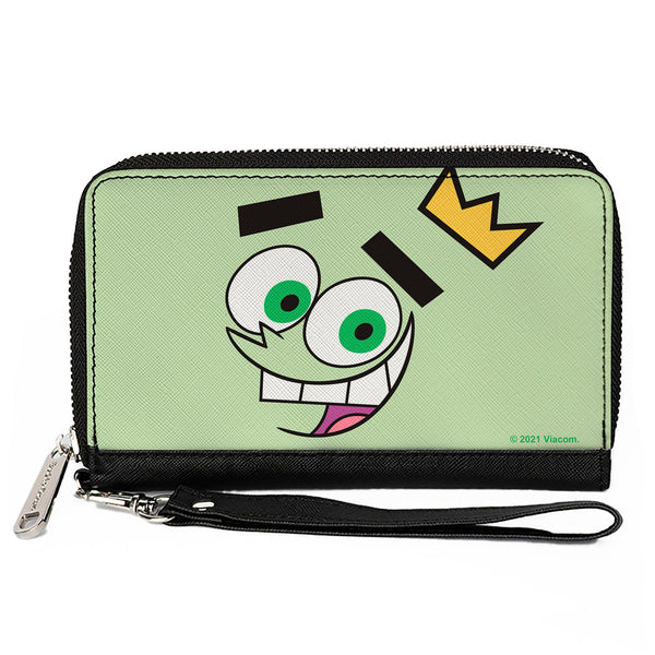 Buckle-Down PU Zip Around Wallet Rectangle - The Fairly OddParents Cosmo Face Expression CLOSE-UP Green