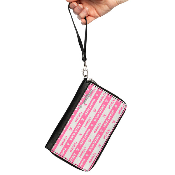 Buckle-Down PU Zip Around Wallet Rectangle - The Suicide Squad 2021 CUIDADO HARLEY QUINN Stripe Pink/White
