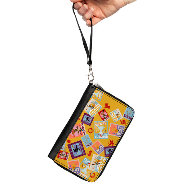 Buckle-Down PU Zip Around Wallet Rectangle - The Wizard Of Oz Characters Scenes And Icons Collage Yellow