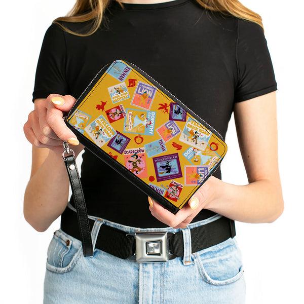 Buckle-Down PU Zip Around Wallet Rectangle - The Wizard Of Oz Characters Scenes And Icons Collage Yellow